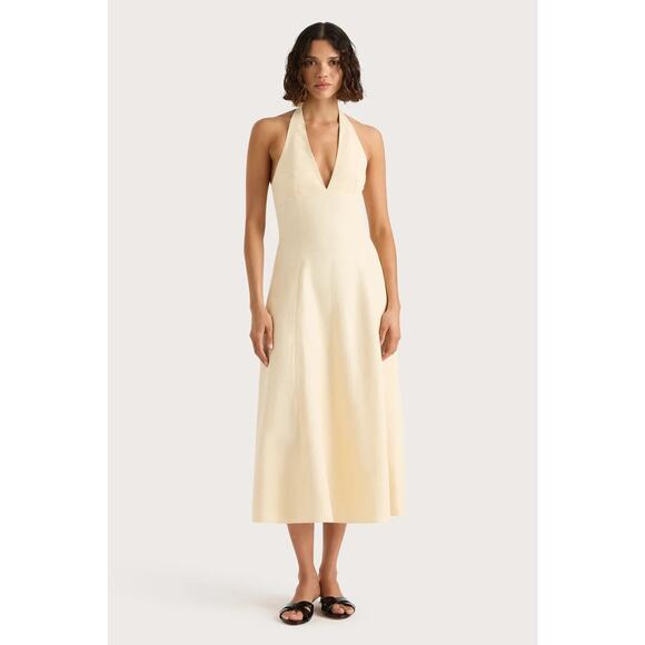 Faithfull Marais V-Neck Midi Dress Butter - M